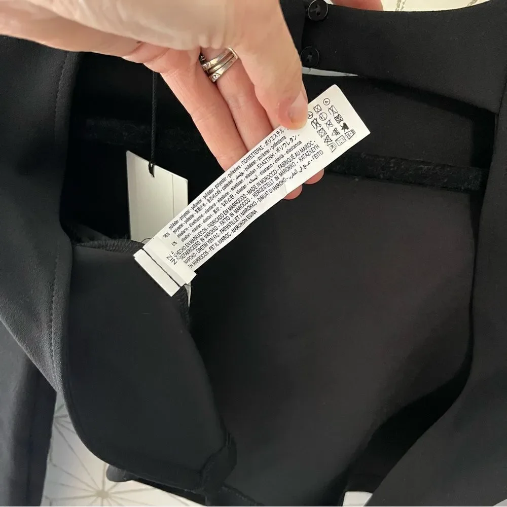 Zara Backless Black Long Sleeve Top